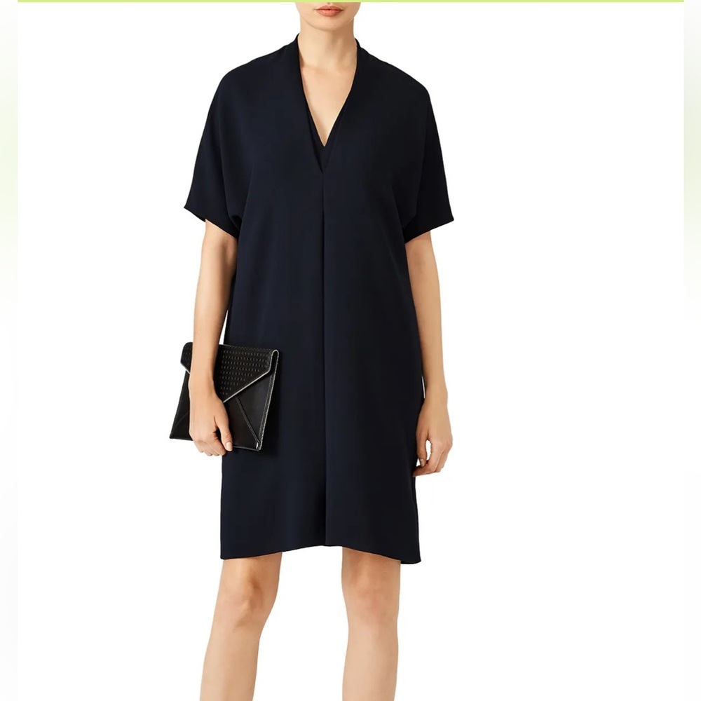 Vince Coastal Crepe Elbow Sleeve Double V Dress NWT